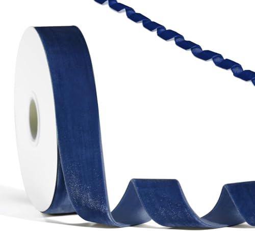 Samtband Navy blue,10 Yards, Weiches Luxuriöses Samtband Geschenkband für DIY-Bastelarbeiten, Geschenkverpackungen, Christbaumschmuck, Hochzeitssträuße, Babyparty-Dekorationen(Navy blue, 1inch) von soitzhoc