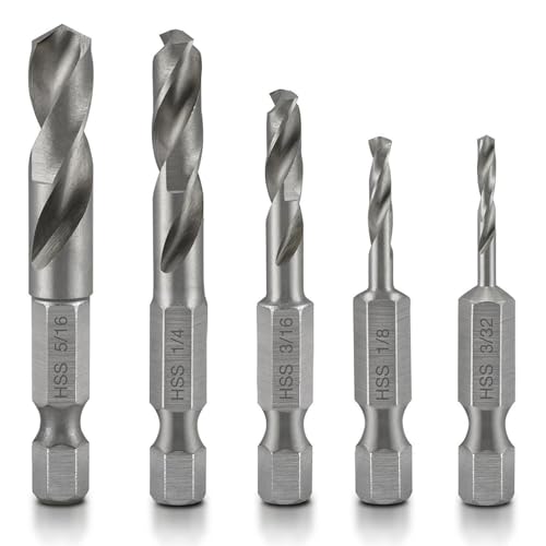 5-teiliges Schnellarbeitsstahl-Bohrer-Set für rechtwinklige Bohraufsätze und Verwendung in engen Räumen, langlebig und präzises Schneiden für Metall, Holz und mehr (Größe 5) von sojupcal