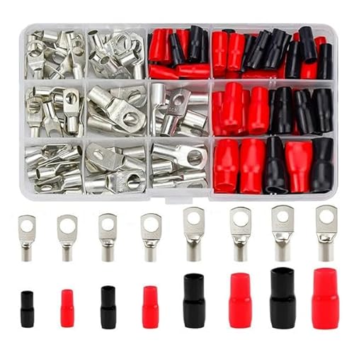 Premium-Kupferklemmen-Set – Ringkabelschuhe, Kabelschuhe, Batterie-SC-Klemmen-Set, kaltgepresste Crimpart in Marinequalität (Größe: 110) von sojupcal