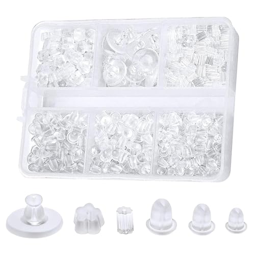 Silikon-Ohrring-Verschlüsse, 600 Stück, transparent, weich, hypoallergen und sicher für hängende Ohren Silikon-Ohrring-Verschlüsse, 600 Stück, transparent, weich, hypoallergen und sicher für hängende Ohren von sojupcal