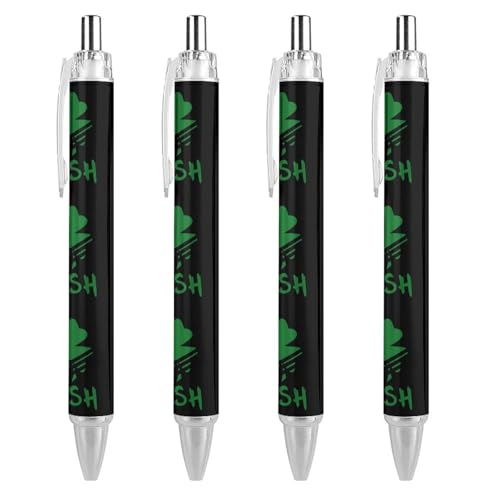 soldwellsd Clovers Irish St Patricks Day Druck-Kugelschreiber für Damen und Herren, 0,5 mm, feine einziehbare Kugelschreiber, 4 Stück soldwellsd Clovers Irish St Patricks Day Druck-Kugelschreiber für Damen und Herren, 0,5 mm, feine einziehbare Kugelschreiber, 4 Stück von soldwellsd