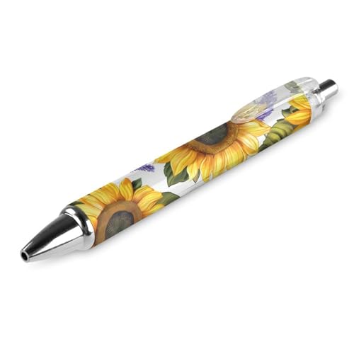 soldwellsd Gelbe Sonnenblumen, violette Lavendelblüten, einziehbarer Kugelschreiber mit blauer Tinte, Kugelschreiber für Büro, Zuhause, 1 Stück soldwellsd Gelbe Sonnenblumen, violette Lavendelblüten, einziehbarer Kugelschreiber mit blauer Tinte, Kugelschreiber für Büro, Zuhause, 1 Stück von soldwellsd