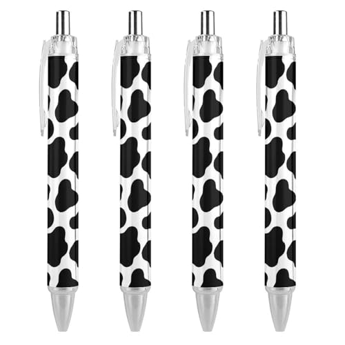 soldwellsd Kugelschreiber mit Kuhmuster, für Damen und Herren, 0,5 mm, feiner einziehbarer Kugelschreiber, 4 Stück soldwellsd Kugelschreiber mit Kuhmuster, für Damen und Herren, 0,5 mm, feiner einziehbarer Kugelschreiber, 4 Stück von soldwellsd