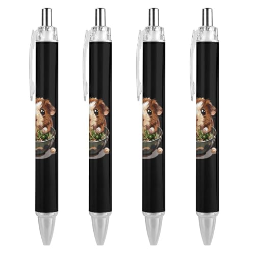 soldwellsd Kugelschreiber mit Meerschweinchen-Ramen, japanische Nudeln, einziehbar, blaue Tinte, Kugelschreiber für Büro, Zuhause, 4 Stück von soldwellsd