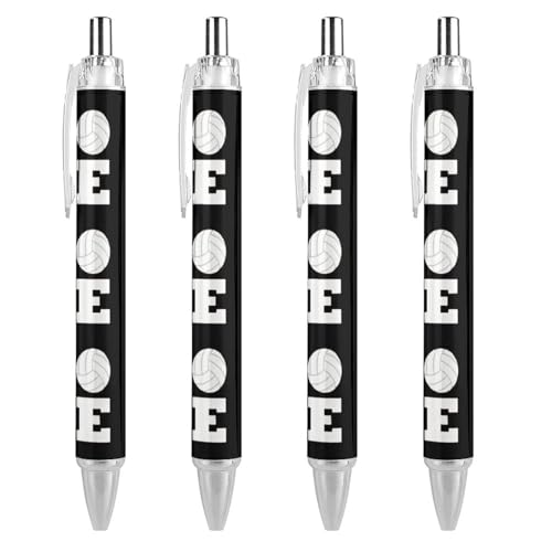 soldwellsd Love Volleyball-Kugelschreiber für Damen und Herren, 0,5 mm, feiner einziehbarer Kugelschreiber, 4 Stück von soldwellsd