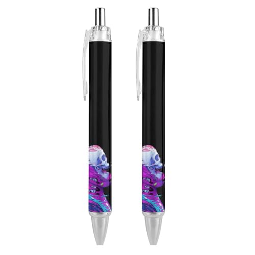 soldwellsd Schwarze Kugelschreiber, Kugelschreiber, glattes Schreiben, Gelschreiber, einziehbar, 0,5 feine Spitze, für Schule, Büro, Trippy-Farben, Totenkopf-Muster, 2 Stück soldwellsd Schwarze Kugelschreiber, Kugelschreiber, glattes Schreiben, Gelschreiber, einziehbar, 0,5 feine Spitze, für Schule, Büro, Trippy-Farben, Totenkopf-Muster, 2 Stück von soldwellsd