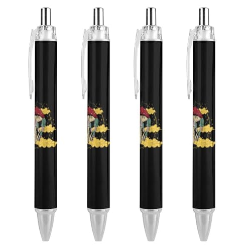 soldwellsd Schwarze Kugelschreiber, Kugelschreiber, glattes Schreiben, Gelschreiber, einziehbar, 0,5 feine Spitze, für Schule, Büro, Trippy-Pilz-Muster, 4 Stück soldwellsd Schwarze Kugelschreiber, Kugelschreiber, glattes Schreiben, Gelschreiber, einziehbar, 0,5 feine Spitze, für Schule, Büro, Trippy-Pilz-Muster, 4 Stück von soldwellsd
