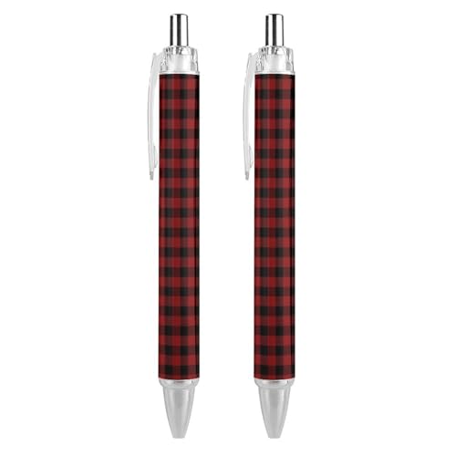 soldwellsd Schwarze Kugelschreiber, Kugelschreiber, glattes Schreiben, Gelschreiber, einziehbar, 0,5 feine Spitze, für Schule, Büro, rotes Büffelkaromuster, 2 Stück soldwellsd Schwarze Kugelschreiber, Kugelschreiber, glattes Schreiben, Gelschreiber, einziehbar, 0,5 feine Spitze, für Schule, Büro, rotes Büffelkaromuster, 2 Stück von soldwellsd