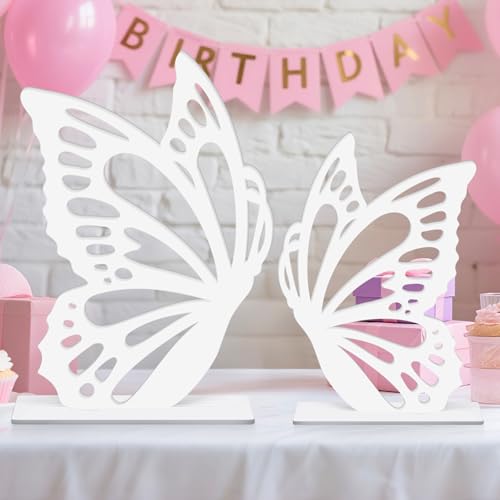 Große Holz-Schmetterlingsdekoration, weißer großer Schmetterlings-Ausschnitt, Schmetterlingsform, Scheiben, Geburtstag, Hochzeit, Babyparty, DIY-Dekorationen (weiß) von soleim