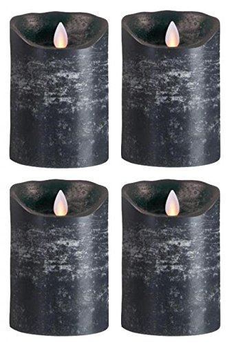 sompex 4er Set Flame LED Echtwachskerzen 12,5cm anthrazit, 36560, Adventskranz-Set von sompex