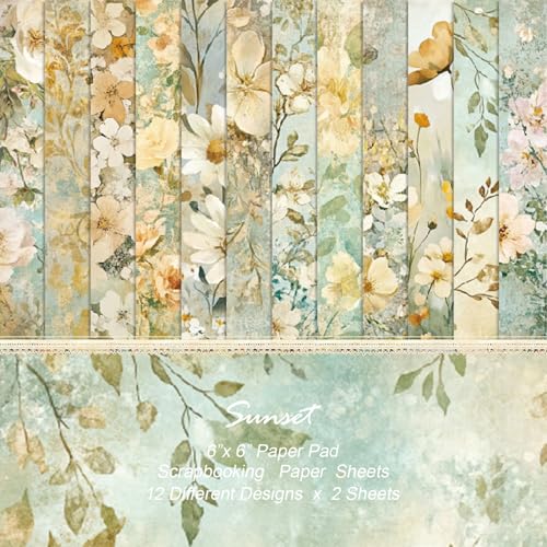 24 Blatt Blumenmuster-Papier, 15,2 x 15,2 cm, Blumen-Scrapbooking-Zubehör, dekoratives Bastelpapier für selbstgemachte Kartenherstellung, Fotoalbum, Junk-Tagebuch, Dekor 24 Blatt Blumenmuster-Papier, 15,2 x 15,2 cm, Blumen-Scrapbooking-Zubehör, dekoratives Bastelpapier für selbstgemachte Kartenherstellung, Fotoalbum, Junk-Tagebuch, Dekor von sorkwo