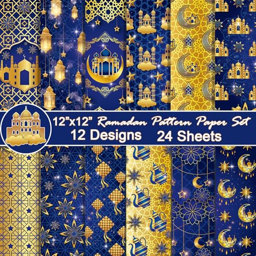 sorkwo Ramadan-Muster, Papier-Set, 30,5 x 30,5 cm, Eid-Muster, Karton, Papier, muslimisches Scrapbooking-Zubehör, Papier, Schloss, Stern, Mond, Origami-Papier, 12 Stile sorkwo Ramadan-Muster, Papier-Set, 30,5 x 30,5 cm, Eid-Muster, Karton, Papier, muslimisches Scrapbooking-Zubehör, Papier, Schloss, Stern, Mond, Origami-Papier, 12 Stile von sorkwo