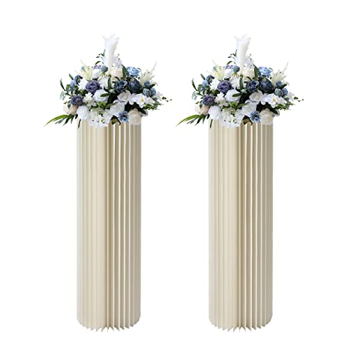 2 Stück Hochzeit Karton Vasen, Blumenständer Display, Hochzeit Mittelstücke, Faltbares Tafelaufsatz Display, für Hochzeit, Party (2 Stück,100cm, Spezial Verschlüsselung) von soudesileim