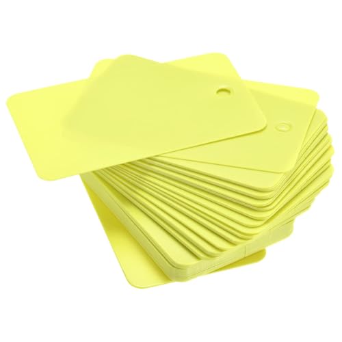 Soulnioi 100 Stück Blanko-Anhänger aus PVC, 3 x 5 cm, mit Ösenlöchern, wasserdichte Kunststoffetiketten für Einzelhandel, Pflanzen, Lagerung und Inventar, Gelb Soulnioi 100 Stück Blanko-Anhänger aus PVC, 3 x 5 cm, mit Ösenlöchern, wasserdichte Kunststoffetiketten für Einzelhandel, Pflanzen, Lagerung und Inventar, Gelb von soulnioi