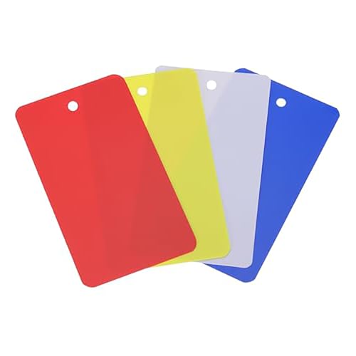 Soulnioi 100 Stück Blanko-Anhänger aus PVC, 5 x 9 cm, mit Ösenlöchern, wasserdichte Kunststoffetiketten für Einzelhandel, Pflanzen, Lagerung und Inventar – (rot + blau + gelb + weiß) von soulnioi