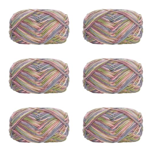 Soulnioi 6 x 5 Stränge, weiches Milch-Baumwollgarn, Handstrickgarn für Puppen, Schals, Hüte, Taschen, Kleidung, Schuhe (21) von soulnioi
