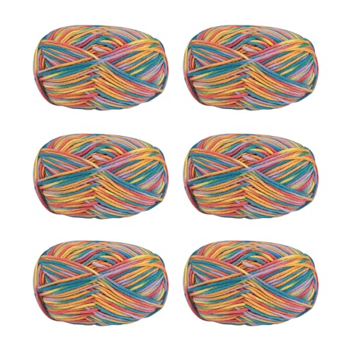 Soulnioi 6 x 5 Stränge, weiches Milch-Baumwollgarn, Handstrickgarn für Puppen, Schals, Hüte, Taschen, Kleidung, Schuhe (27) von soulnioi