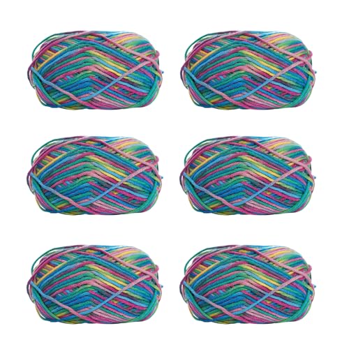 Soulnioi 6 x 5 Stränge, weiches Milch-Baumwollgarn, Handstrickgarn für Puppen, Schals, Hüte, Taschen, Kleidung, Schuhe (29) von soulnioi