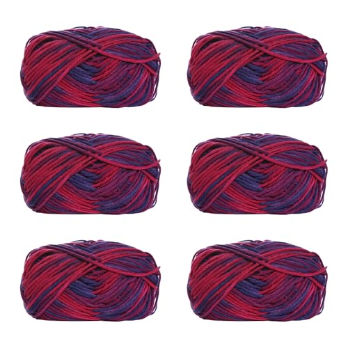 Soulnioi 6 x 5 Stränge, weiches Milch-Baumwollgarn, Handstrickgarn für Puppen, Schals, Hüte, Taschen, Kleidung, Schuhe (42) von soulnioi