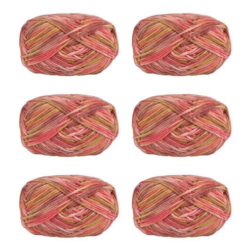 Soulnioi 6 x 5-strängige, weiche Milch-Baumwollgarn, Handstrickgarn für Puppen, Schals, Hüte, Taschen, Kleidung, Schuhe (20) von soulnioi