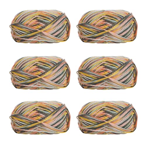 Soulnioi 6 x 5-strängige, weiche Milch-Baumwollgarn, Handstrickgarn für Puppen, Schals, Hüte, Taschen, Kleidung, Schuhe (31) von soulnioi