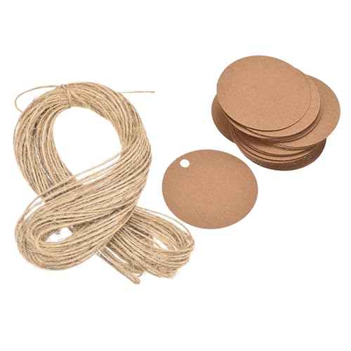 Soulnioi Geschenkanhänger aus braunem Kraftpapier mit Schnur – Blanko-Etiketten für Flaschen, Hochzeit, Weihnachten, Preis oder Namensschilder – kleine Kraftpapieranhänger – 5 cm Durchmesser, 100 Soulnioi Geschenkanhänger aus braunem Kraftpapier mit Schnur – Blanko-Etiketten für Flaschen, Hochzeit, Weihnachten, Preis oder Namensschilder – kleine Kraftpapieranhänger – 5 cm Durchmesser, 100 von soulnioi