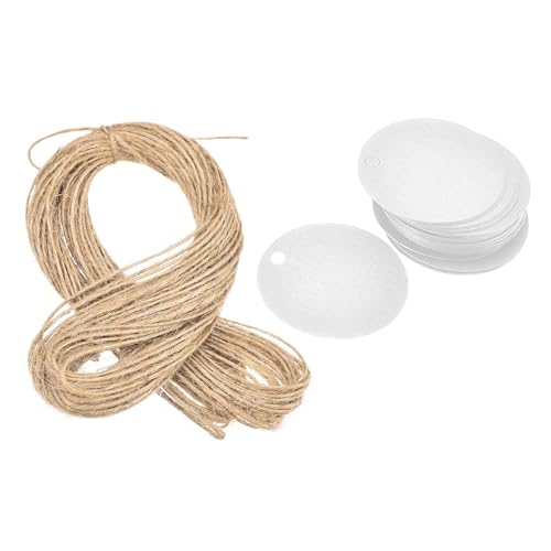 Soulnioi Runde Geschenkanhänger aus weißem Kraftpapier mit Schnur – Blanko-Etiketten für Flaschen, Hochzeit, Geburtstag, Preis oder Namensschilder – kleine Kraftpapieranhänger – 5 cm Durchmesser Soulnioi Runde Geschenkanhänger aus weißem Kraftpapier mit Schnur – Blanko-Etiketten für Flaschen, Hochzeit, Geburtstag, Preis oder Namensschilder – kleine Kraftpapieranhänger – 5 cm Durchmesser von soulnioi