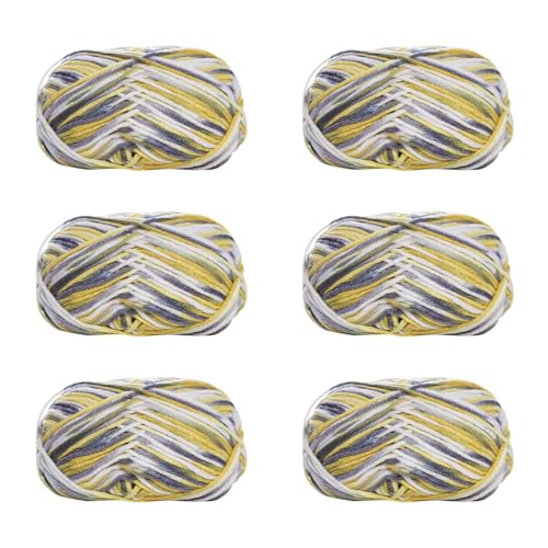 Soulnioi Weiches Milch-Baumwollgarn, Handstrickgarn für Puppen, Schals, Hüte, Taschen, Kleidung, Schuhe, 6 Stück (18) von soulnioi
