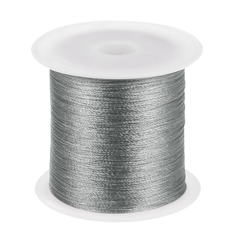 sourcing map 0,2 mm Nylonschnur, Satin, Seidenbesatz, Perlenschnur, chinesische Knotenschnur, Handstrickschnur, Filzschnur, Armband, Faden für Armbänder, Perlen, DIY, Ornamente, silbergrau, 100 m von sourcing map