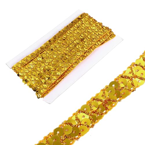 sourcing map 1,5 cm x 6 m Pailletten-Bordüre, flaches Paillettenband, Band zum Basteln, Verzierungen, DIY, Nähen, Kostüm, Goldton sourcing map 1,5 cm x 6 m Pailletten-Bordüre, flaches Paillettenband, Band zum Basteln, Verzierungen, DIY, Nähen, Kostüm, Goldton von sourcing map