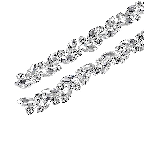 sourcing map 1,8 m Kristall-Strass-Kettenbesatz, Diamant-Strass-Kette, Banding-Applikation für Handwerk, DIY, Nähen, Kleidung, Hochzeit, Party, Dekoration, Weiß von sourcing map
