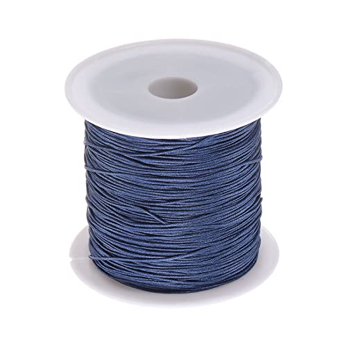 sourcing map 1 Rolle Nylon Perle Faden Knoten Schnur 0.6mm 50 Yards Geflochten Nylon Satinschnüren für Armband Halskette Kumihimo, Dunkel Blau von sourcing map