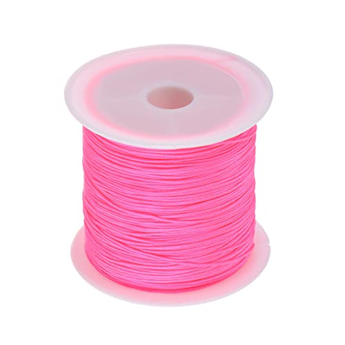 sourcing map 1 Rolle Nylon Perle Faden Knoten Schnur 0.6mm 50 Yards Geflochten Nylon Satinschnüren für Armband Halskette Kumihimo, Fluoreszierende Rosa von sourcing map