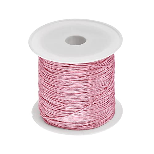 sourcing map 1 Rolle Nylon Perle Faden Knoten Schnur 0.6mm 50 Yards Geflochten Nylon Satinschnüren für Armband Halskette Kumihimo, Orchidee Rosa von sourcing map