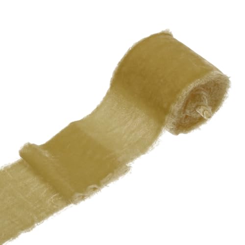 sourcing map 1 Rolle Samtband, 7,6 cm x 2,7 m, handgefertigt, Seidenfransen, ausgefranster Rand, für Blumenstrauß, Verpackung, Hochzeitsdekoration, Brautschmuck, Basteln, Dunkelgelb sourcing map 1 Rolle Samtband, 7,6 cm x 2,7 m, handgefertigt, Seidenfransen, ausgefranster Rand, für Blumenstrauß, Verpackung, Hochzeitsdekoration, Brautschmuck, Basteln, Dunkelgelb von sourcing map