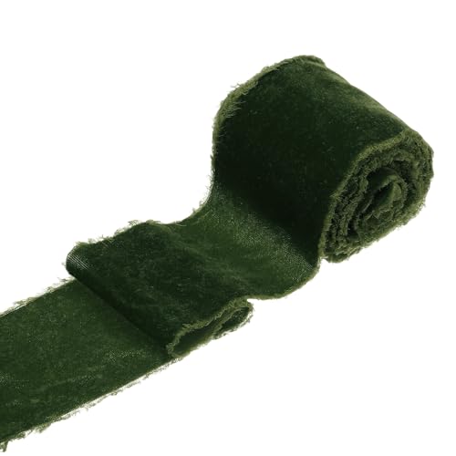 sourcing map 1 Rolle Samtband, 7,6 cm x 2,7 m, handgefertigt, Seidenfransen, ausgefranster Rand, für Blumenstrauß, Verpackung, Hochzeitsdekoration, Brautschmuck, Basteln, Dunkelgrün sourcing map 1 Rolle Samtband, 7,6 cm x 2,7 m, handgefertigt, Seidenfransen, ausgefranster Rand, für Blumenstrauß, Verpackung, Hochzeitsdekoration, Brautschmuck, Basteln, Dunkelgrün von sourcing map