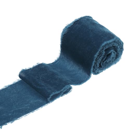 sourcing map 1 Rolle Samtband, 7,6 cm x 2,7 m, handgefertigt, Seidenfransen, ausgefranster Rand, für Blumenstrauß, Verpackung, Hochzeitsdekoration, Brautschmuck, Basteln, Ozeanblau sourcing map 1 Rolle Samtband, 7,6 cm x 2,7 m, handgefertigt, Seidenfransen, ausgefranster Rand, für Blumenstrauß, Verpackung, Hochzeitsdekoration, Brautschmuck, Basteln, Ozeanblau von sourcing map