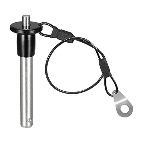 sourcing map 1 Stück Kugelsperrbolzen mit rundem Kopf (8mm x 41mm) 304 Edelstahl Druckknopf Schnell Spannstift mit 24cm Draht von sourcing map