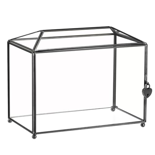sourcing map 10" Glas Hochzeitskartenbox mit Schloss, klare Kartenbox Hochzeitsdekoration für Empfänge, Abschlussfeiern, Geschenkkarten, Party, Schwarz sourcing map 10" Glas Hochzeitskartenbox mit Schloss, klare Kartenbox Hochzeitsdekoration für Empfänge, Abschlussfeiern, Geschenkkarten, Party, Schwarz von sourcing map