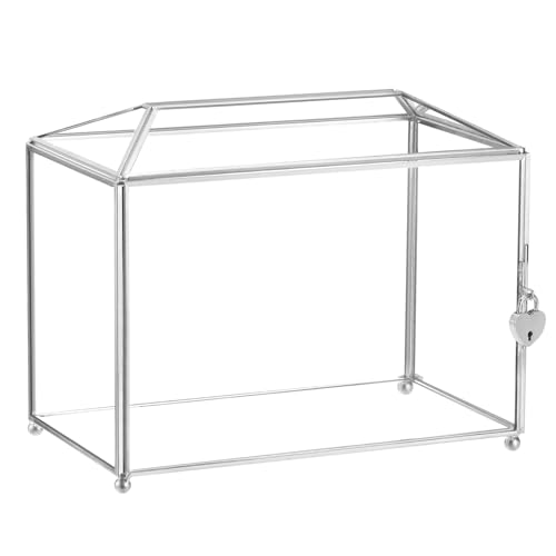 sourcing map 10" Glas Hochzeitskartenbox mit Schloss, klare Kartenbox Hochzeitsdekoration für Empfänge, Abschlussfeiern, Geschenkkarten, Party, Silber sourcing map 10" Glas Hochzeitskartenbox mit Schloss, klare Kartenbox Hochzeitsdekoration für Empfänge, Abschlussfeiern, Geschenkkarten, Party, Silber von sourcing map