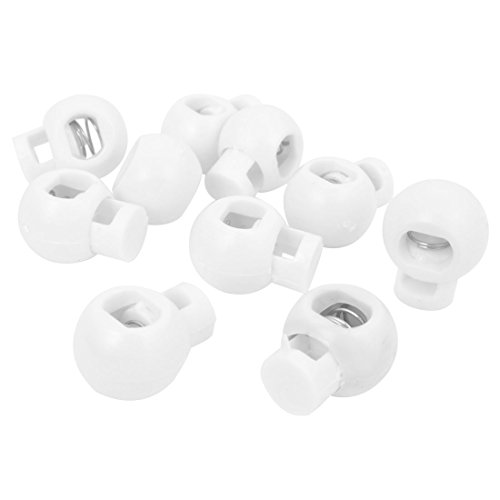 sourcing map 10 Pcs Kordelstopper Stopper Kordel klein Weiß 6mm x 5mm Kordelklemme Endstück Kabelstopper Kordel Schloss Cordlock Stopper für Bekleidung Haube von uxcell