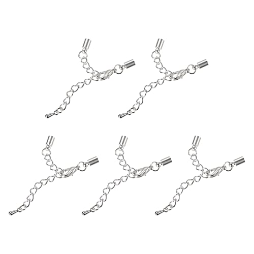 sourcing map 10 Satz 3mm Leder Kordel Endkappen mit Karabinerverschlüssen und Verlängerungskette für DIY Herstellung Armbänder Rhodium Ton sourcing map 10 Satz 3mm Leder Kordel Endkappen mit Karabinerverschlüssen und Verlängerungskette für DIY Herstellung Armbänder Rhodium Ton von sourcing map