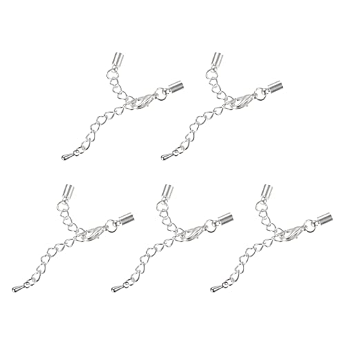 sourcing map 10 Satz 3mm Leder Kordel Endkappen mit Karabinerverschlüssen und Verlängerungskette für DIY Herstellung Armbänder Silber Ton sourcing map 10 Satz 3mm Leder Kordel Endkappen mit Karabinerverschlüssen und Verlängerungskette für DIY Herstellung Armbänder Silber Ton von sourcing map