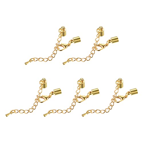 sourcing map 10 Satz 5mm Leder Kordel Endkappen mit Karabinerverschlüssen und Verlängerungskette für DIY Herstellung Armbänder Goldton sourcing map 10 Satz 5mm Leder Kordel Endkappen mit Karabinerverschlüssen und Verlängerungskette für DIY Herstellung Armbänder Goldton von sourcing map