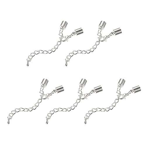 sourcing map 10 Satz 6mm Leder Kordel Endkappen mit Karabinerverschlüssen und Verlängerungskette für DIY Herstellung Armbänder Rhodium Ton sourcing map 10 Satz 6mm Leder Kordel Endkappen mit Karabinerverschlüssen und Verlängerungskette für DIY Herstellung Armbänder Rhodium Ton von sourcing map