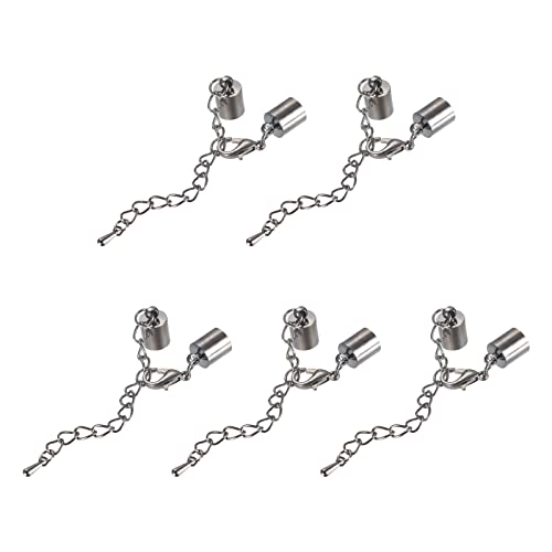 sourcing map 10 Satz 7mm Leder Kordel Endkappen mit Karabinerverschlüssen und Verlängerungskette für DIY Herstellung Armbänder Metallic Schwarz sourcing map 10 Satz 7mm Leder Kordel Endkappen mit Karabinerverschlüssen und Verlängerungskette für DIY Herstellung Armbänder Metallic Schwarz von sourcing map