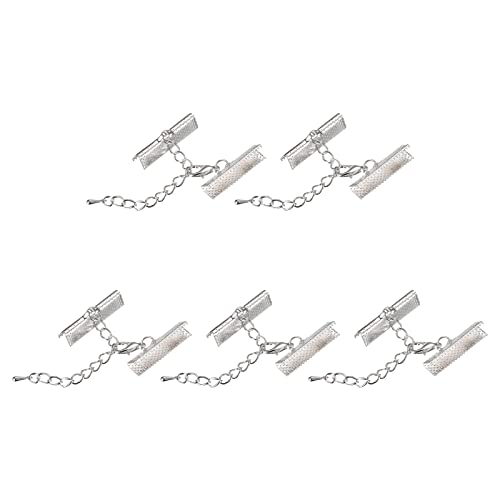 sourcing map 10 Satz Band Crimp Klemme Enden mit Karabinerverschluss & Verlängerungskette 25mm Kabel Ende Verschlüsse für DIY Basteln Silber Ton sourcing map 10 Satz Band Crimp Klemme Enden mit Karabinerverschluss & Verlängerungskette 25mm Kabel Ende Verschlüsse für DIY Basteln Silber Ton von sourcing map