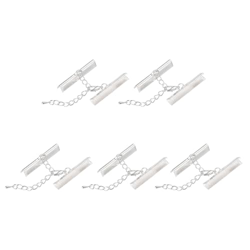 sourcing map 10 Satz Band Crimp Klemme Enden mit Karabinerverschluss & Verlängerungskette 35mm Kabel Ende Verschlüsse für DIY Basteln Silber Weiß sourcing map 10 Satz Band Crimp Klemme Enden mit Karabinerverschluss & Verlängerungskette 35mm Kabel Ende Verschlüsse für DIY Basteln Silber Weiß von sourcing map