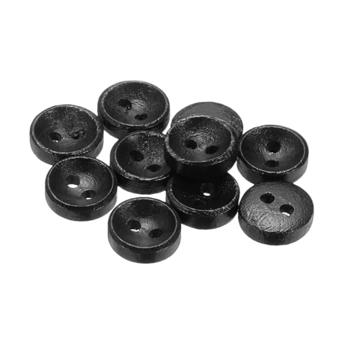 sourcing map 10 Stück 16L Holzknöpfe zum Nähen, 10 mm, 2 Löcher, rund, für Kleidung, DIY, Basteln, Dekoration, Schwarz von sourcing map