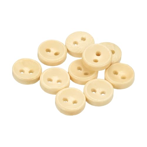 sourcing map 10 Stück 16L Holzknöpfe zum Nähen, 10 mm, 2 Löcher, runde Ersatzknöpfe für Kleidung, DIY, Basteln, Dekoration, Naturholz von sourcing map